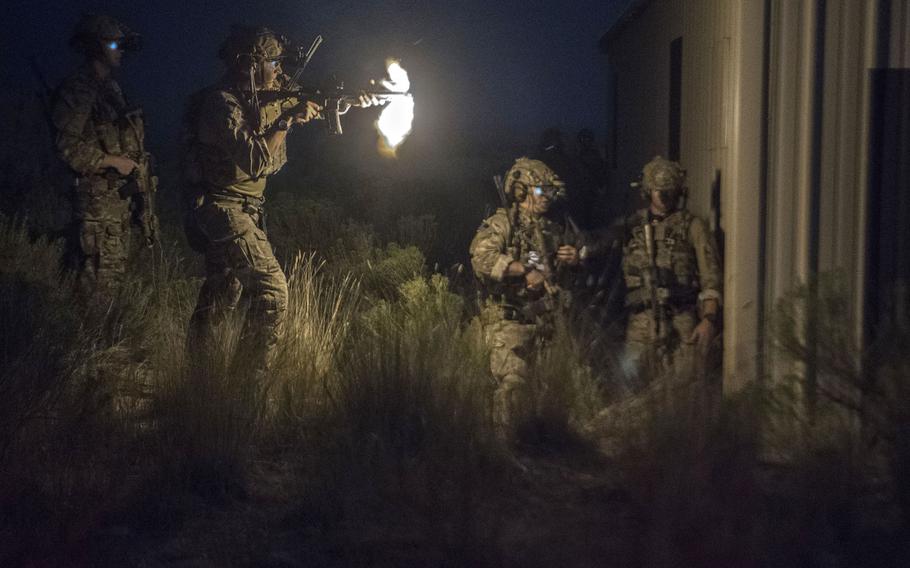 A special tactics airman assigned to the 17th Special Tactics Squadron fires an M4 carbine during a Jaded Thunder exercise at Mountain Home Air Force Base, Idaho, Aug. 20, 2018. The Air Force special operations unit has racked up more than 6,900 days of continuous deployments and combat operations since 9/11.