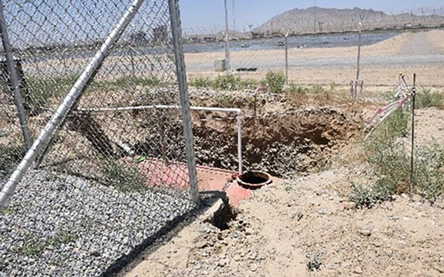 Inspectors found sewage spilling from a septic tank, located behind the fence and well house at Pul-e Charki prison in Kabul, Afghanistan, according to a report released Oct. 27, 2020 by the Special Inspector General for Afghanistan Reconstruction.