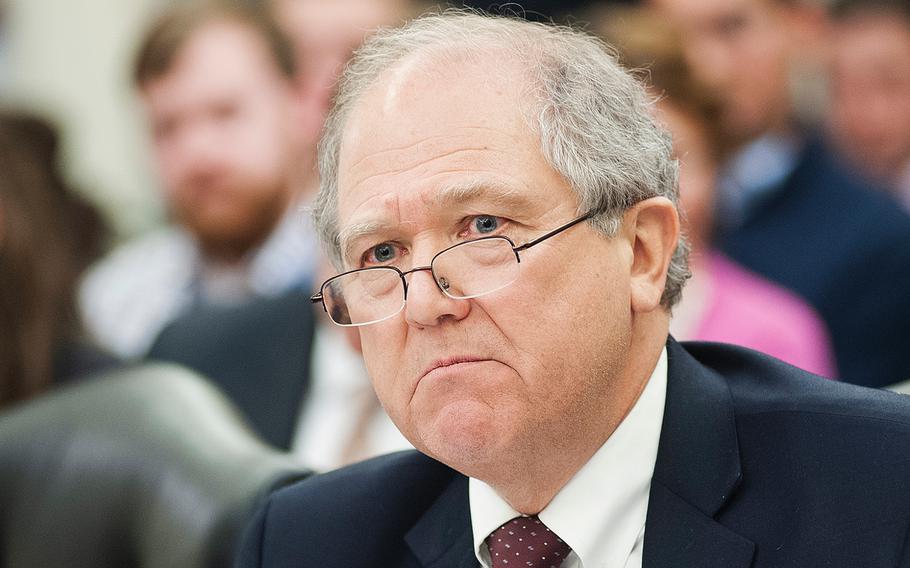 John Sopko, Special Inspector General for Afghanistan Reconstruction attends a Senate hearing on Capitol Hill in Washington, D.C., on  Jan. 20, 2016. The Pentagon has implemented about 40 percent of SIGAR's recommendations, the watchdog agency said in a report released Thursday, April 16, 2020.