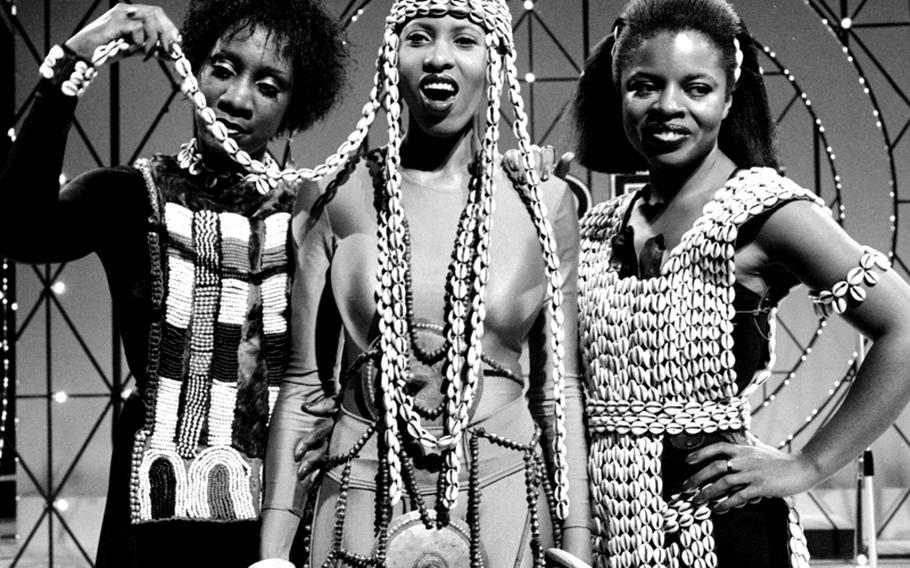 Patti LaBelle, Nona Hendryx and Sarah Dash at a German television studio in October, 1976.