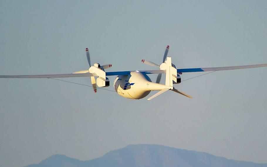 The Phantom Eye drone takes its first flight at Edwards Air Force Base in California the morning of June 1, 2012.