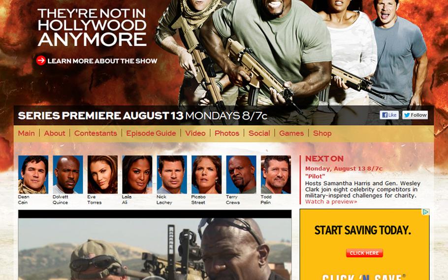 A screen capture of the new military related Stars Earn Stripes reality TV program, which is set to debut Aug. 13, 2012.
