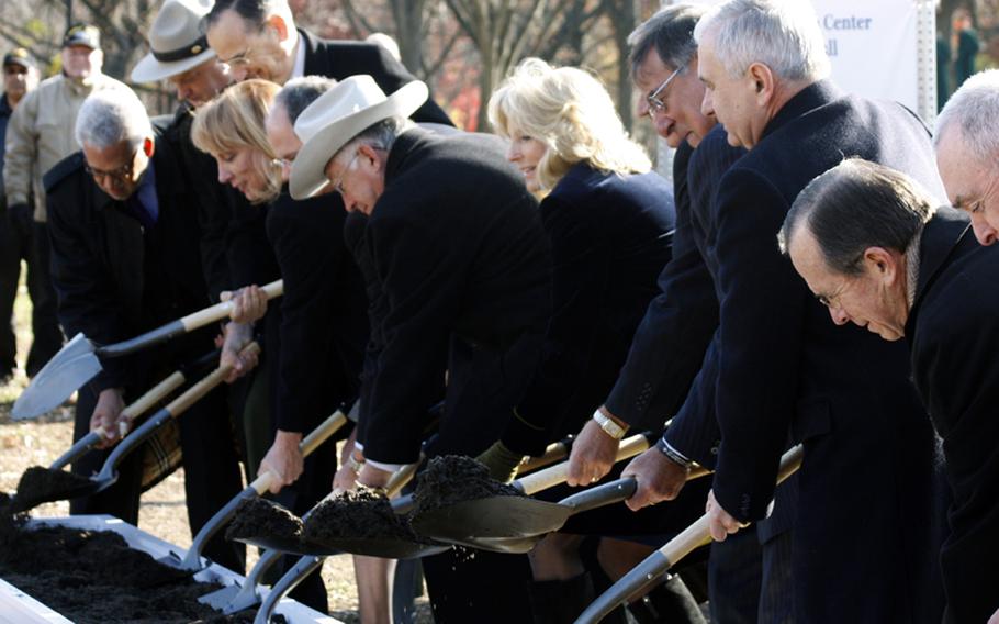 The groundbreaking ceremony for the Education Center at the Wall in Washington, D.C., on November 28, 2012.