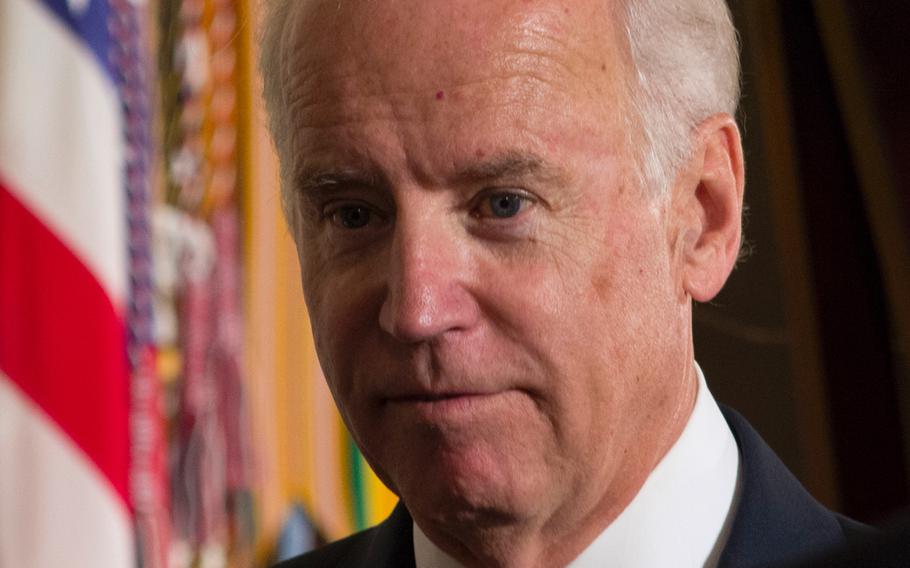 Vice President Joe Biden is seen at the Medal of Honor ceremony for Capt. William Swenson on Oct. 15, 2013.