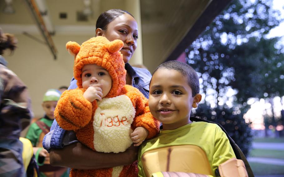 Sharona Russell enjoys the Center for Naval Aviation Technical Training Halloween party with her children Oct. 25 aboard the air station Cherry Point, N.C. Keep your children close while out trick-or-treating or enjoying Halloween festivities.