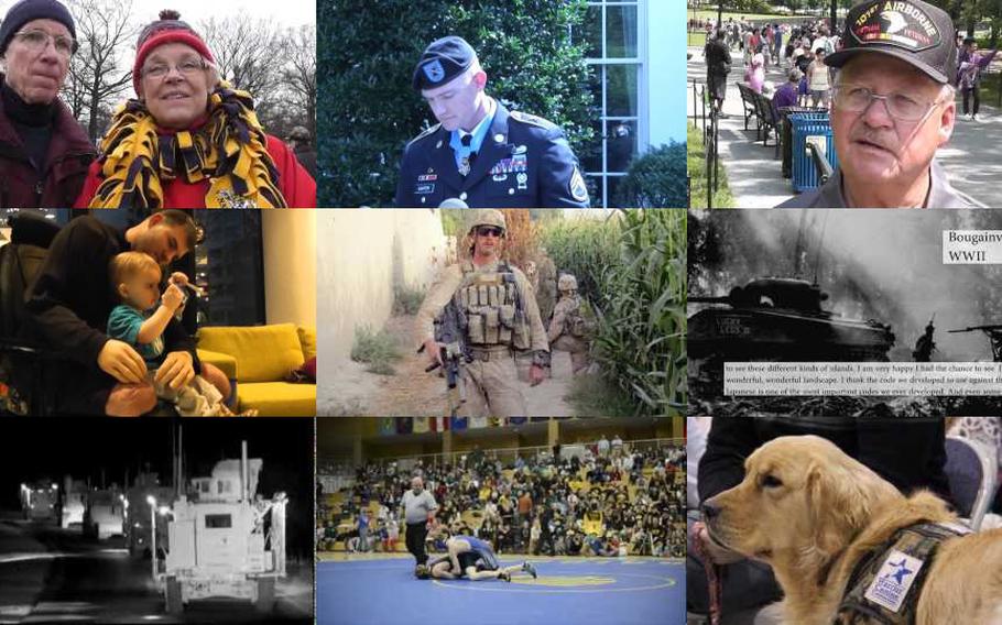 Screen grabs from a few of the over 200 videos produced on Stars and Stripes' YouTube channel in 2013.