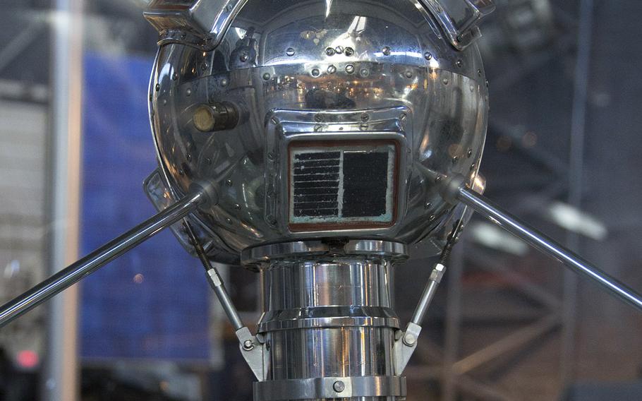 A Vanguard satellite at the National Air and Space Museum's Steven F. Udvar-Hazy Center, November, 2013. The solar-powered Vanguard was America's second satellite placed in orbit, after Explorer.