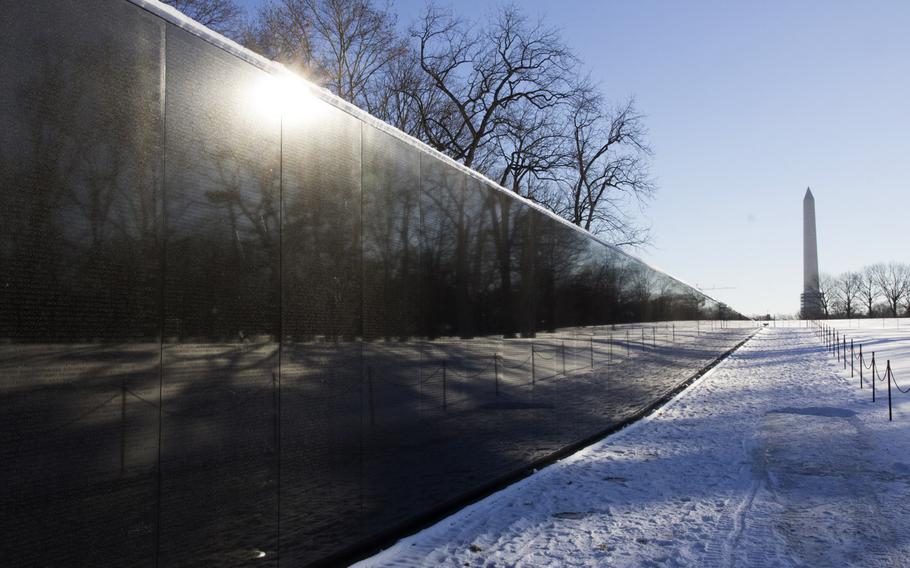 The Vietnam Veterans Memorial in Washington, D.C. in the wake of Winter Storm Janus, on January 22, 2014.