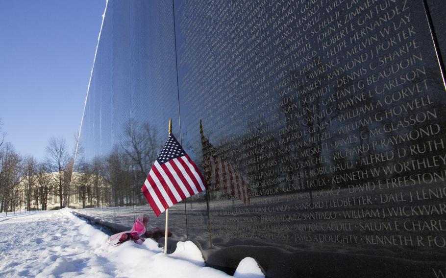 The Vietnam Veterans Memorial in Washington, D.C. in the wake of Winter Storm Janus, on January 22, 2014.
