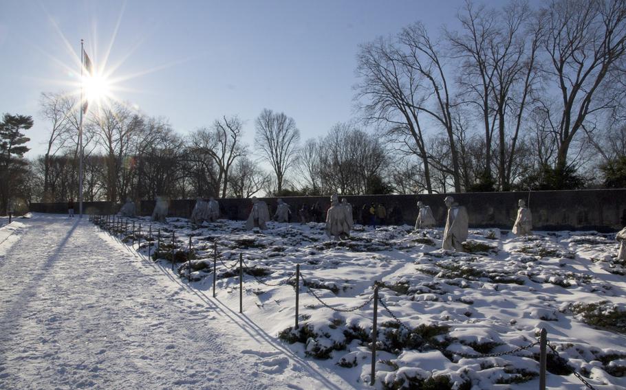 The Korean War Memorial in Washington, D.C. in the wake of Winter Storm Janus, on January 22, 2014.