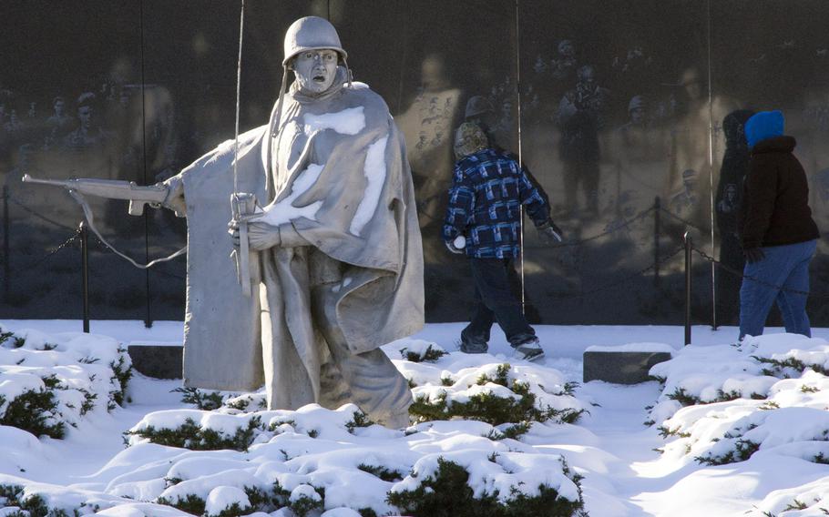 The Korean War Memorial in Washington, D.C. in the wake of Winter Storm Janus, on January 22, 2014.