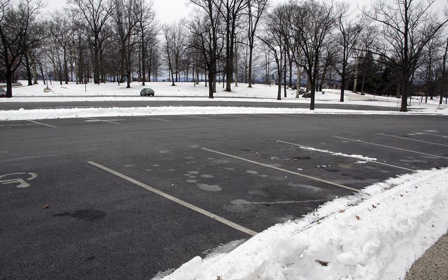 Parking spaces are easy to find in the off-season at the Gettysburg National Military Park, January 26, 2014.