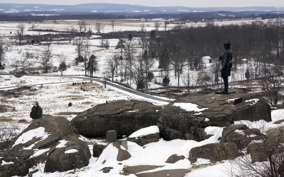 The view from Little Round Top, Gettysburg National Military Park, January 26, 2014.