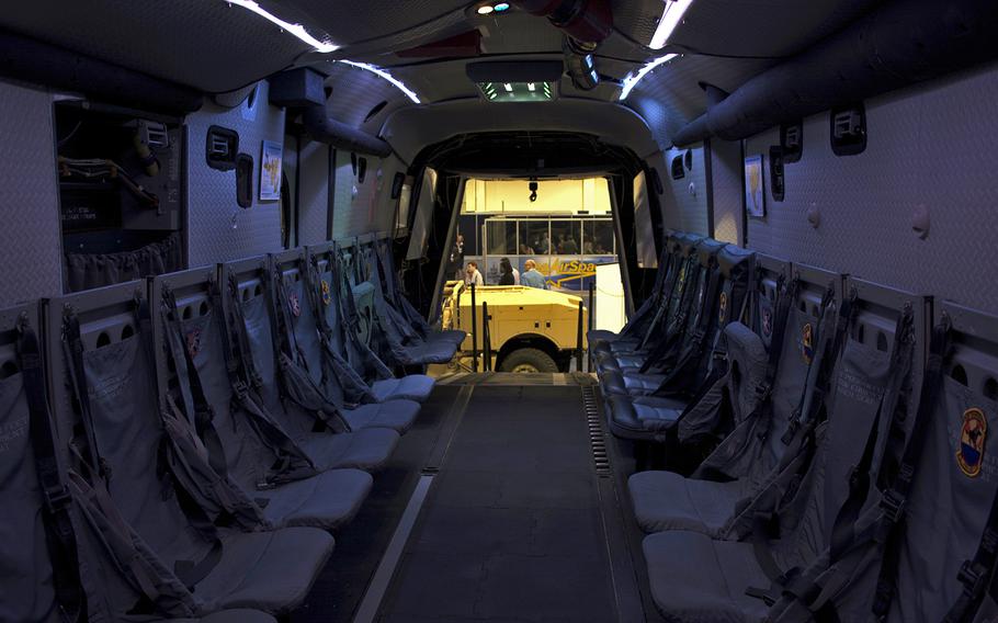 Inside an Osprey V22 at the Sea-Air-Space convention in Maryland on April 8, 2014. 