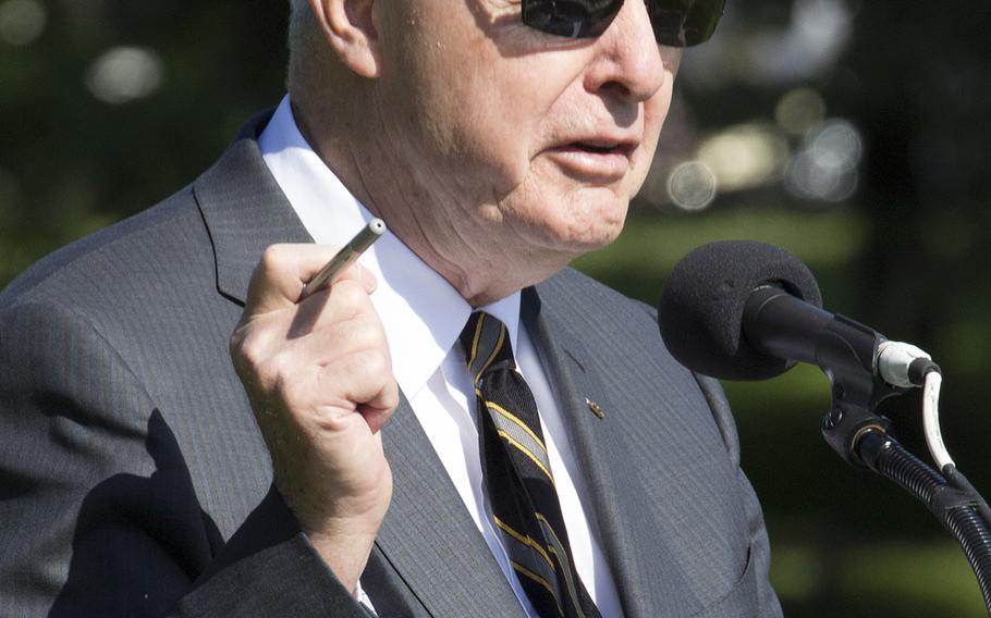 Retired U.S. Army Gen. Barry McCaffrey speaks at a May 24, 2012 ceremony in Washington, D.C., to start the reading of the names of all U.S. servicemembers killed in Iraq and Afghanistan.