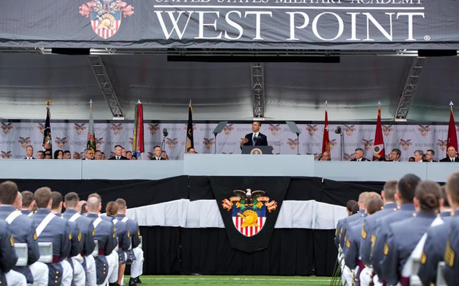 President Barack Obama delivers the commencement address in Michie Stadium at the United States Military Academy at West Point in West Point, N.Y., May 28, 2014. 