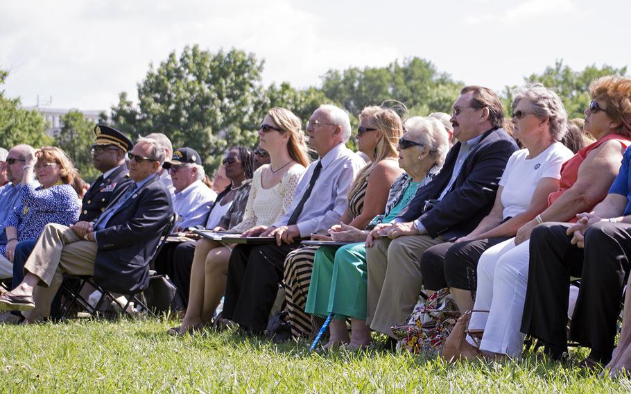 The crowd at the In Memory Day observance near the Vietnam Memorial Wall on Saturday, June 14, 2014.