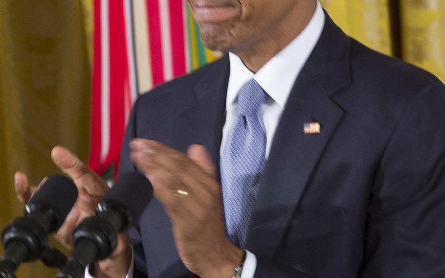 Medal of Honor ceremony for former Army Staff Sgt. Ryan Pitts at the White House, July 21, 2014.