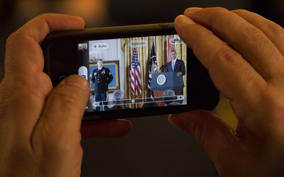 Medal of Honor ceremony for former Army Staff Sgt. Ryan Pitts at the White House, July 21, 2014.