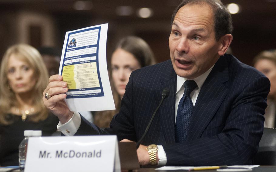 Robert McDonald answers questions from members of the U.S. Senate’s Veterans’ Affairs Committee considering McDonald’s nomination to become the next VA Secretary during a hearing on Capitol Hill on Tuesday, July 22, 2014.