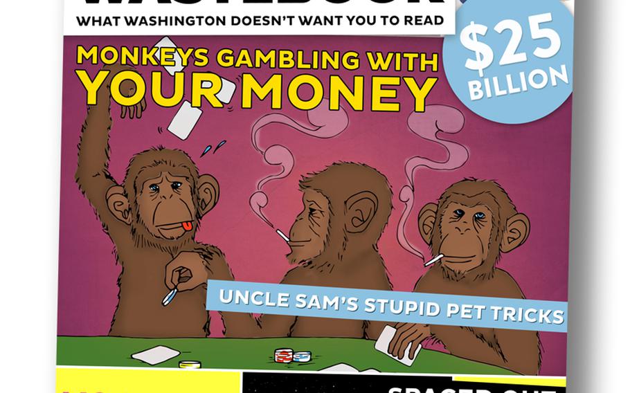 Cover of the Wastebook 2014, which details the "most outlandish government spending."