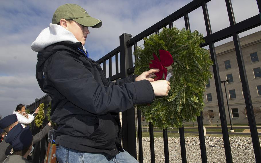 Wreaths Across America at the National 9/11 Pentagon Memorial in Arlington, Va., Dec. 12, 2014.