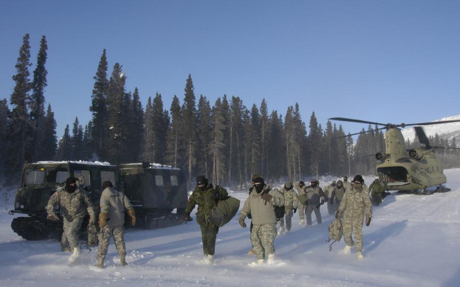 Foreign military cold weather warfare and mountaineering experts arrived at the Black Rapids Training Site, Alaska, on Feb. 9, 2015 for a week's worth of training. The experts were there to exchange knowledge with U.S. Army and Marine Corps trainers on cold-weather tactics.
