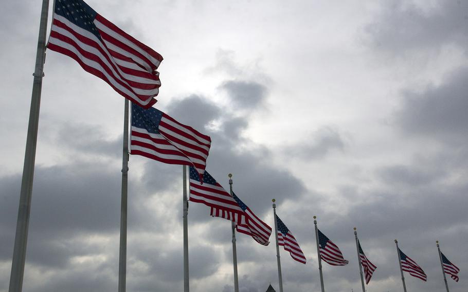Flags at the Washington Monument, Feb. 17, 2015.