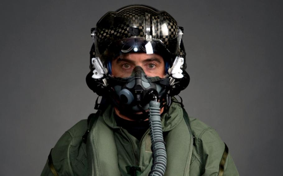 The F-35 Lightning II pilot's helmet is made of carbon fiber and Kevlar; the lens on the visor is made of a strong polycarbonate for impact protection.