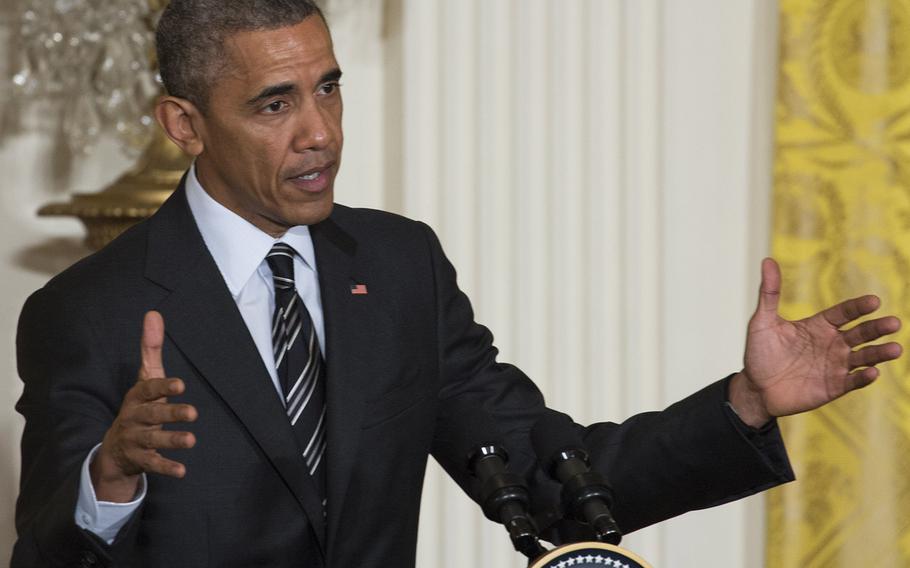 President Barack Obama speaks at a White House news conference in March, 2015.