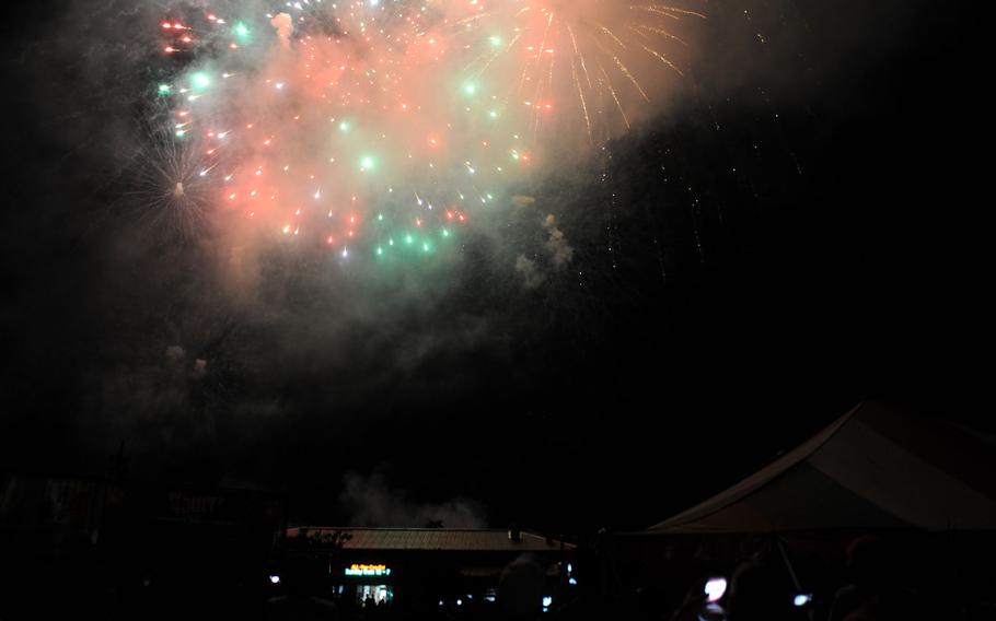 Fireworks over Camp Casey, South Korea, during their Independence Day celebration on July 4, 2015.