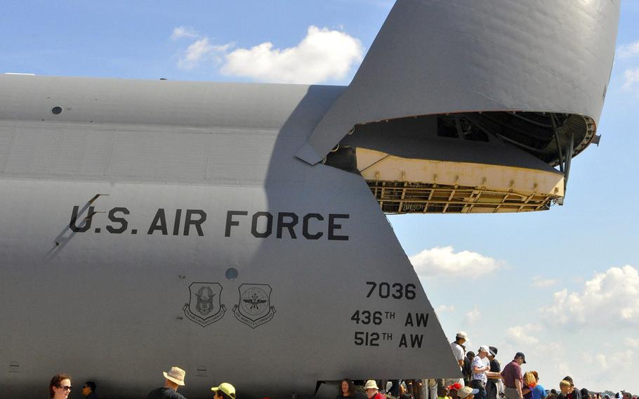 Visitors look at the gigantic C-5M Super Galaxy aircraft at the 2015 Joint Base Andrews Air Show. Over 10,000 people attended the event, which hadn't been held since 2012.