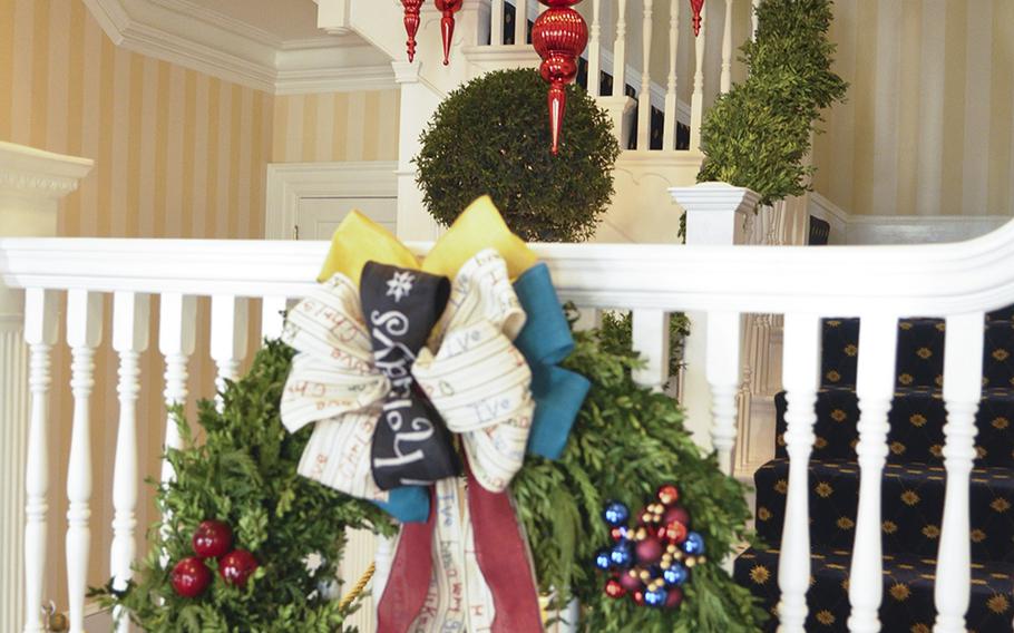 Holiday decorations are up at the Vice President's residence on Dec. 8, 2015.