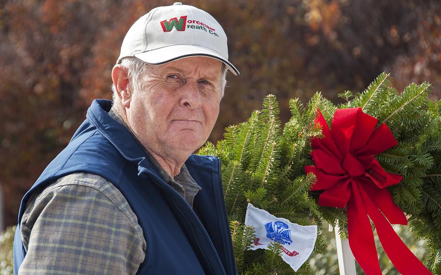 Morrill Worcester, founder of Wreaths Across America, attends the annual wreath-hanging ceremony at the Pentagon in Arlington, Va., on Friday, Dec. 11, 2015. The wreaths honored the 184 victims who died on Sept. 11, 2001, when a hijacked aircraft was crashed into the side of the Pentagon.