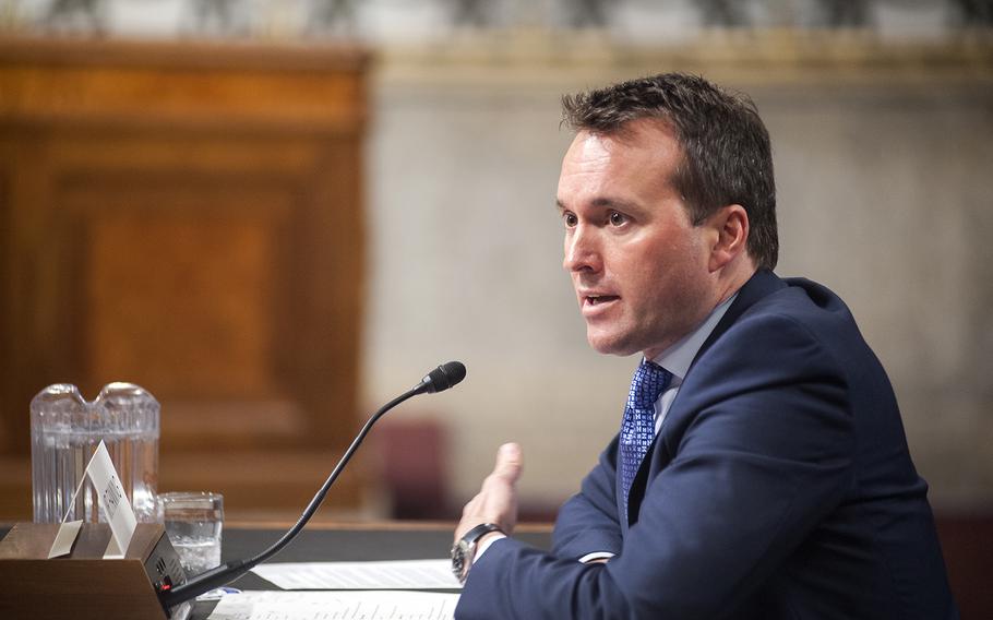 Eric Fanning attends a Senate Committee on Armed Services hearing Thursday, Jan. 21, 2016, on Capitol Hill in Washington, D.C., as committee members considered his nomination to become the next secretary of the Army.