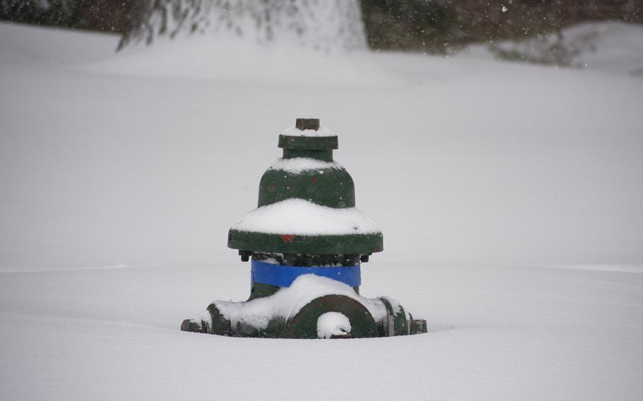 A fire hydrant in the South West quadrant of Washington, D.C., on January 23, 2016, during the blizzard.