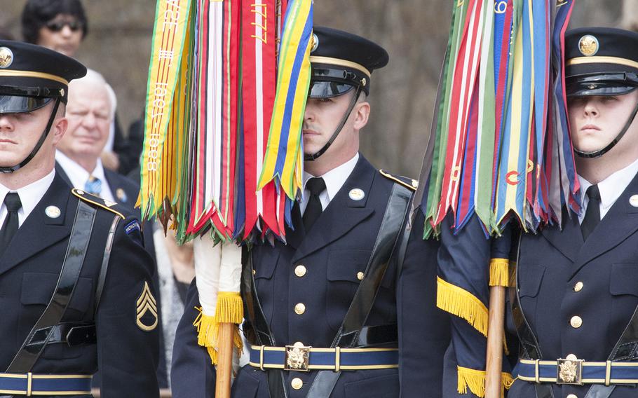 The Color Guard at the Tomb of the Unknown Soldier in Arlington National Cemetery during Medal of Honor Day, March 25, 2016.
