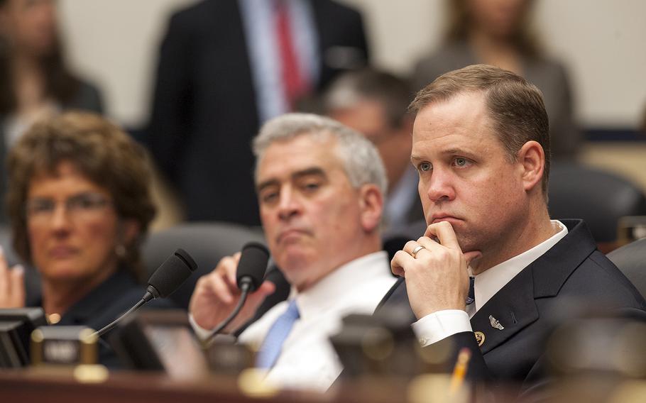 Members of the House Committee on Armed Services listen to comments during a hearing on the National Defense Authorization Bill on Wednesday, April 27, 2016.