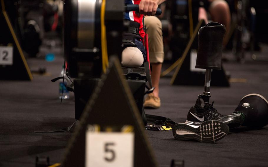 Stefan Leroy, a competitor from the United States competes in the 2016 Invictus Games, HP Field House, ESPN Wide World of Sports Complex, Orlando, Fla., May 9.2016. The Invictus Games are an adaptive sports competition which was created by Prince Harry of the United Kingdom after he was inspired by the DoD Warrior Games. This event brings together wounded, ill, and injured service members and veterans from 15 nations for events including: archery, cycling, indoor rowing, powerlifting, sitting volleyball, swimming, track and field, wheelchair basketball, wheelchair racing, wheelchair rugby and wheelchair tennis. 115 U.S. athletes will represent the Department of Defense at Invictus Games 2016 in Orlando, Florida, May 8-12. 