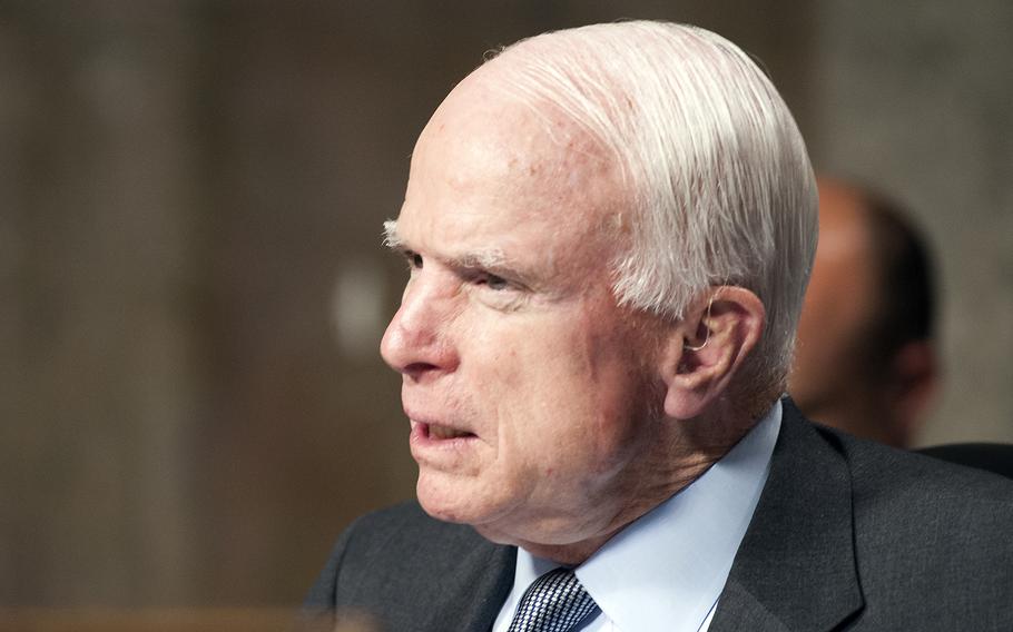 Sen. John McCain, R-Ariz., attends a hearing on Capitol Hill in Washington, D.C., on Tuesday, Feb. 23, 2016.