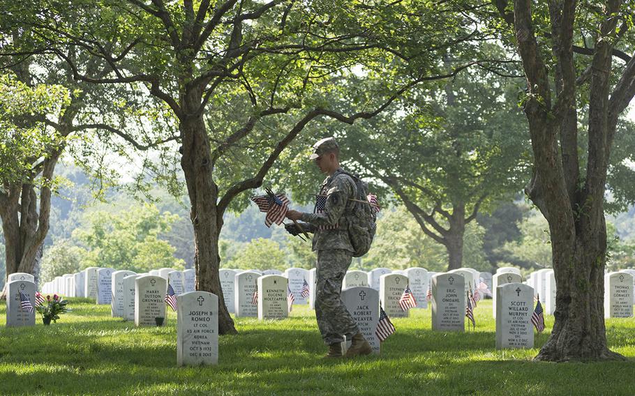 Flags In at Arlington Nation Cemetery on May 26, 2016.