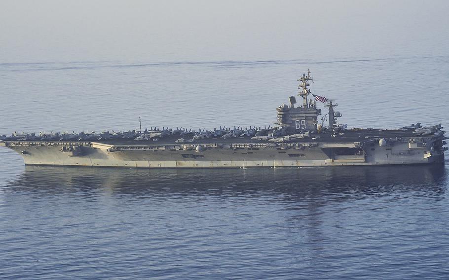 The aircraft carrier USS Dwight D. Eisenhower transits the Persian Gulf on Sept. 9, 2016.