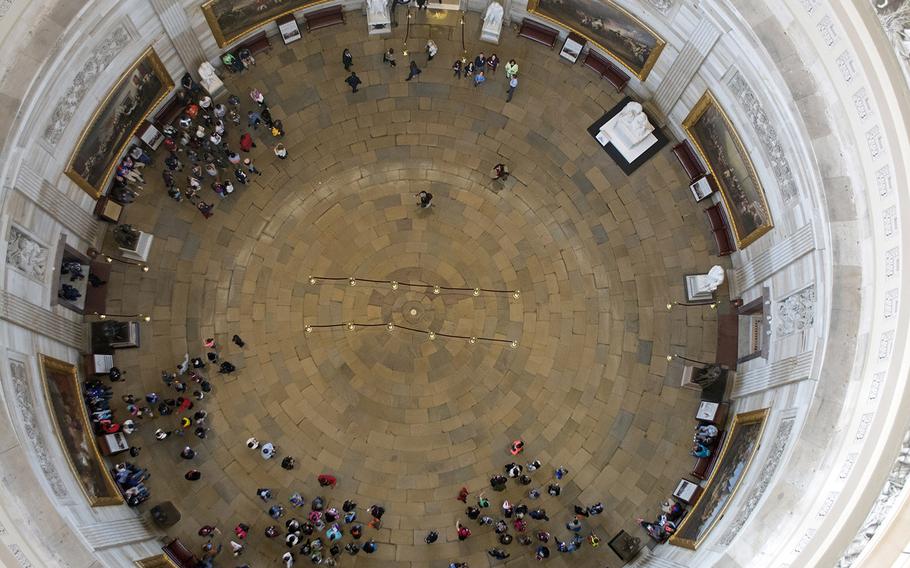 A look down from the Capitol dome into the rotunda on November 15, 2016.