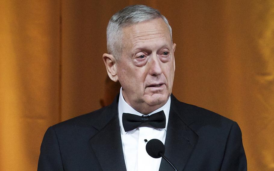 Retired Marine Corps Gen. James Mattis speaks during an awards ceremony in Arlington, Va., on Feb. 22, 2014.