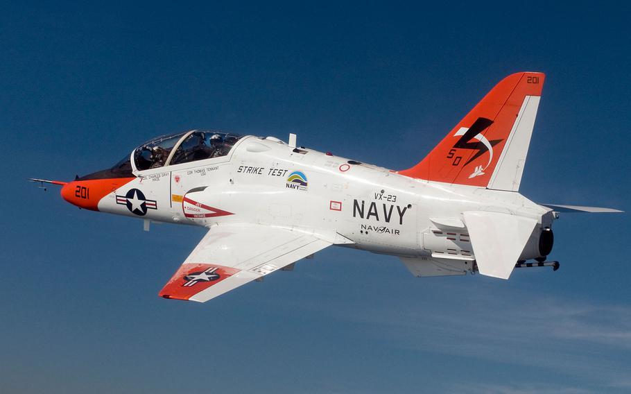 A T-45C Goshawk training aircraft conducts a test flight in 2011.