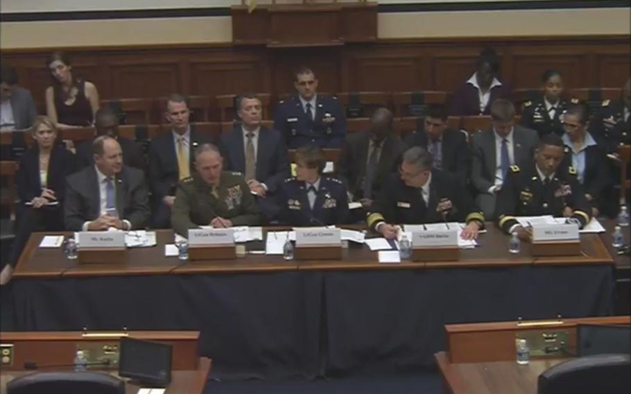 Leaders from the Marines, Navy, Air Force and Army testified during a hearing held by a House armed services subcommittee about each service’s social media policies and the training in place after reports that some Marines and sailors had participated in a Facebook site called Marines United that distributed nude photos of women in the service.