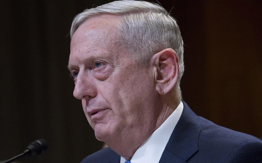 Secretary of Defense Jim Mattis testifies at a Senate Appropriations Committee hearing on Capitol Hill, March 22, 2017.