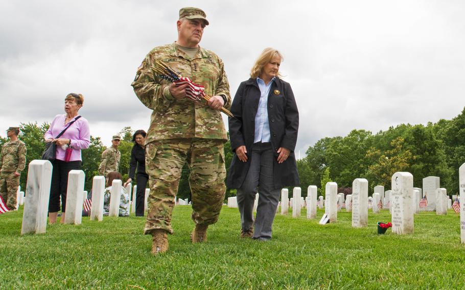 Army Chief of Staff Gen. Mark Milley at Arlington National Cemetery during Flags In on May 25, 2015.