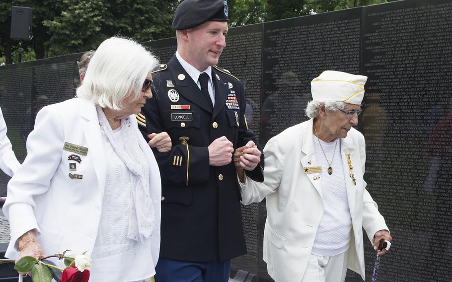 Gold Star Mother's walk at the start of the Vietnam Wall Memorial Day ceremony on May 29, 2017.