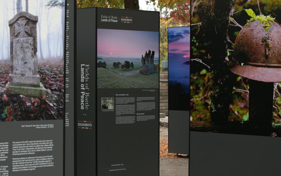 Pershing Park in Washington, D.C., is the temporary home of the "Fields of Battle, Lands of Peace: The Doughboys, 1917-1918" exhibit. This pictorial display showcases the battlefields of World War I and will remain in Washington until Dec. 3, 2017.